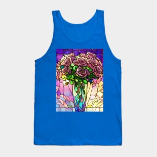 Stained Glass Roses In A Vase Tank Top